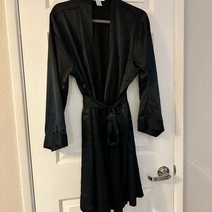 Morgan Taylor Black Satin Intimates robe.